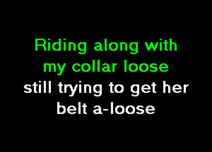 Riding along with
my collar loose

still trying to get her
belt a-Ioose