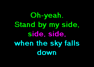 Oh-yeah.
Stand by my side,

side. side.
when the sky falls
down
