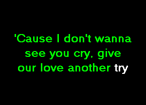 'Cause I don't wanna

see you cry, give
our love another try