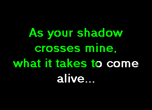 As your shadow
crosses mine,

what it takes to come
alive...