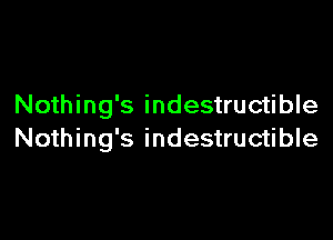 Nothing's indestructible

Nothing's indestructible