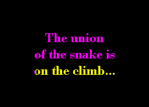 The union

of the snake is
on the climb...