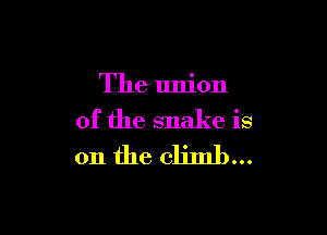 The union

of the snake is
on the climb...