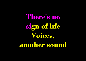 There's no

sign of life

Voices,
another sound
