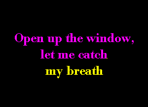 Open up the window,

let me catch

my breath