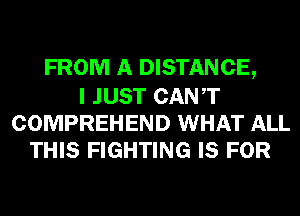 FROM A DISTANCE,

I JUST CANT
COMPREHEND WHAT ALL
THIS FIGHTING IS FOR