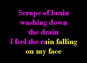 Scraps of brain

washing down

the drain
I feel the rain falling

on my face