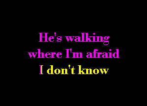 He's walking

where I'm afraid

I don't know