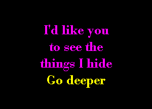 I'd like you

to see the

things I hide
Co deeper