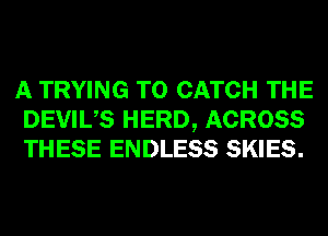 A TRYING TO CATCH THE
DEVIUS HERD, ACROSS
THESE ENDLESS SKIES.