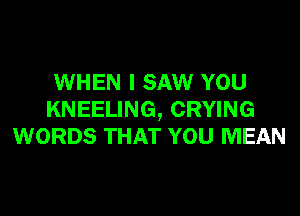 WHEN I SAW YOU
KNEELING, CRYING
WORDS THAT YOU MEAN