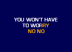 YOU WON'T HAVE
TO WORRY

NO NO