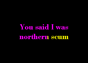 You said I was

northern scum