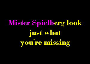 Mister Spielberg look
just What
you're missing