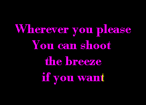 Wherever you please

You can shoot
the breeze
if you want