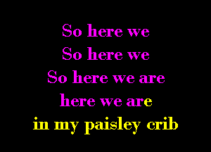 So here we
So here we
So here we are
here we are

in my paisley crib