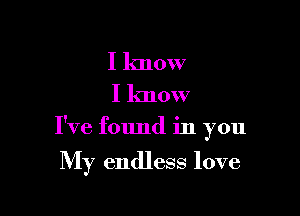 I know
I know

I've found in you

My endless love