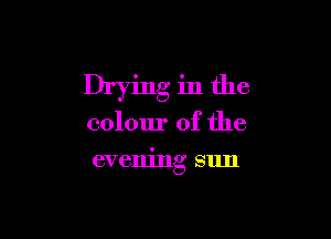 Drying in the

colour of the

evening sun