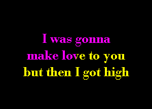 I was gonna
make love to you

but then I got high