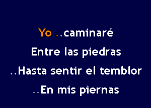 Yo ..caminam

Entre las piedras

..Hasta sentir el temblor

..En mis piernas