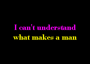 I can't understand
what makes a man