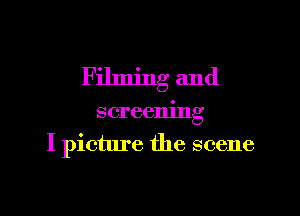 Filming and

screening
I picture the scene