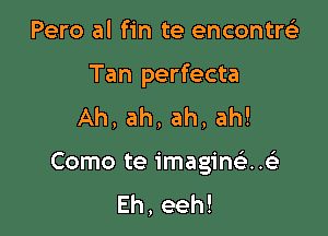 Pero al fin te encontrti-

Tan perfecta

Ah,ah,ah,ah!
Como te imaginelt..e
Eh,eeh!