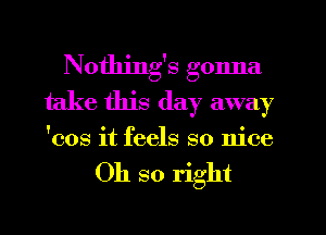 Nothing's gonna
take this day away

'cos it feels so nice

Oh so right