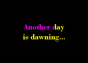 Another day

is dawning...