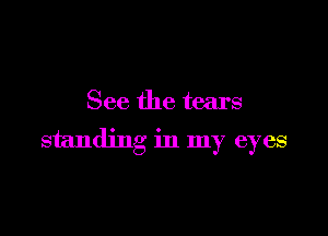 See the tears

standing in my eyes