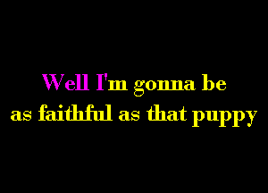 W ell I'm gonna be
as faithful as that puppy