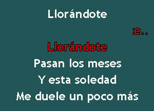 Llorandote

Pasan los meses
Y esta soledad
Me duele un poco szIs