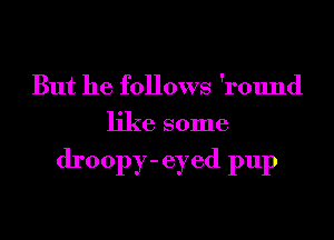 But he follows 'round
like some

droopy - eyed pup