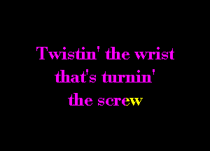 Twistin' the wrist

that's turnin'
the screw