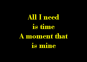 All I need
is time

A moment that

is mine
