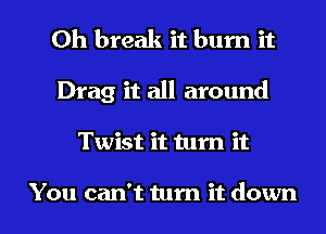 Oh break it burn it

Drag it all around

Twist it turn it

You can't turn it down I