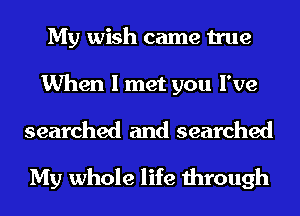 My wish came true

When I met you I've

searched and searched
My whole life through