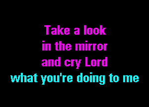 Take a look
in the mirror

and cry Lord
what you're doing to me