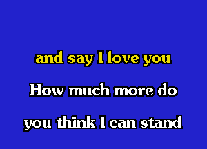 and say I love you

How much more do

you think I can stand