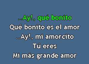 ..Ay!, queE bonito
Qu bonito es el amor

..Ay!, mi amorcito
TU eres
Mi mills grande amor