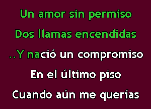 Un amor sin permiso
Dos llamas encendidas
..Y naci6 un compromiso
En el Ultimo piso

Cuando aL'm me querias