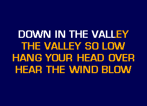 DOWN IN THE VALLEY
THE VALLEY 50 LOW
HANG YOUR HEAD OVER
HEAR THE WIND BLOW