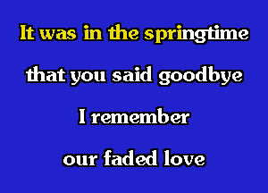 It was in the springtime
thatyousaklgoodbye
Inanenkmw

our faded love