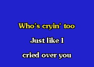 Who's cryin' too

Just like I

cried over you