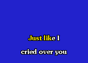 Just like I

cried over you