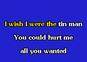 I wish I were the tin man

You could hurt me

all you wanted