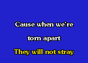 Cause when we're

torn apart

They will not stray