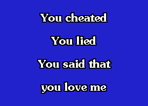 You cheated
You lied

You said that

you love me