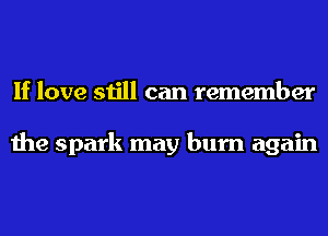 If love still can remember

the spark may burn again