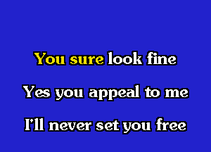 You sure look fine

Yes you appeal to me

I'll never set you free